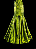 Bright Green Off Shoulder Mermaid Satin Vintage Long Evening Party Dress, HZ0319