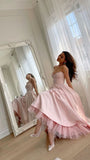 Pink Spaghetti Straps A-Line Lovely Long Party Dress Birthday Dress, HZ0319