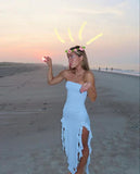 Black Strapless Sheath Ruffles Long Party Dress Wedding Guest Dress, HZ0319