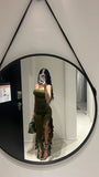 Green Strapless Sheath Ruffles Long Party Dress Wedding Guest Dress, HZ0319