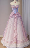 Fairy Pink A-Line Ruffles Princess Long Party Dress Birthday Party Dress, HZ0319