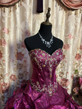 Dark Purple Strapless A-Line Chiffon Vintage Long Prom Dress Evening Gown, HZ0319