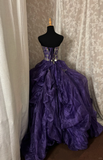 Purple Sweetheart A-Line Beading Chiffon Vintage Long Prom Dress Evening Gown, HZ0319
