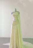 Pink One Shoulder A-Line Beading Chiffon Long Party Dress Formal Prom Dress, HZ0319